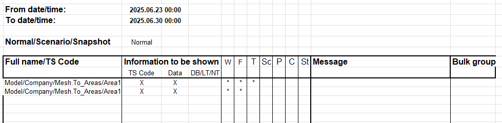 Time series report setup