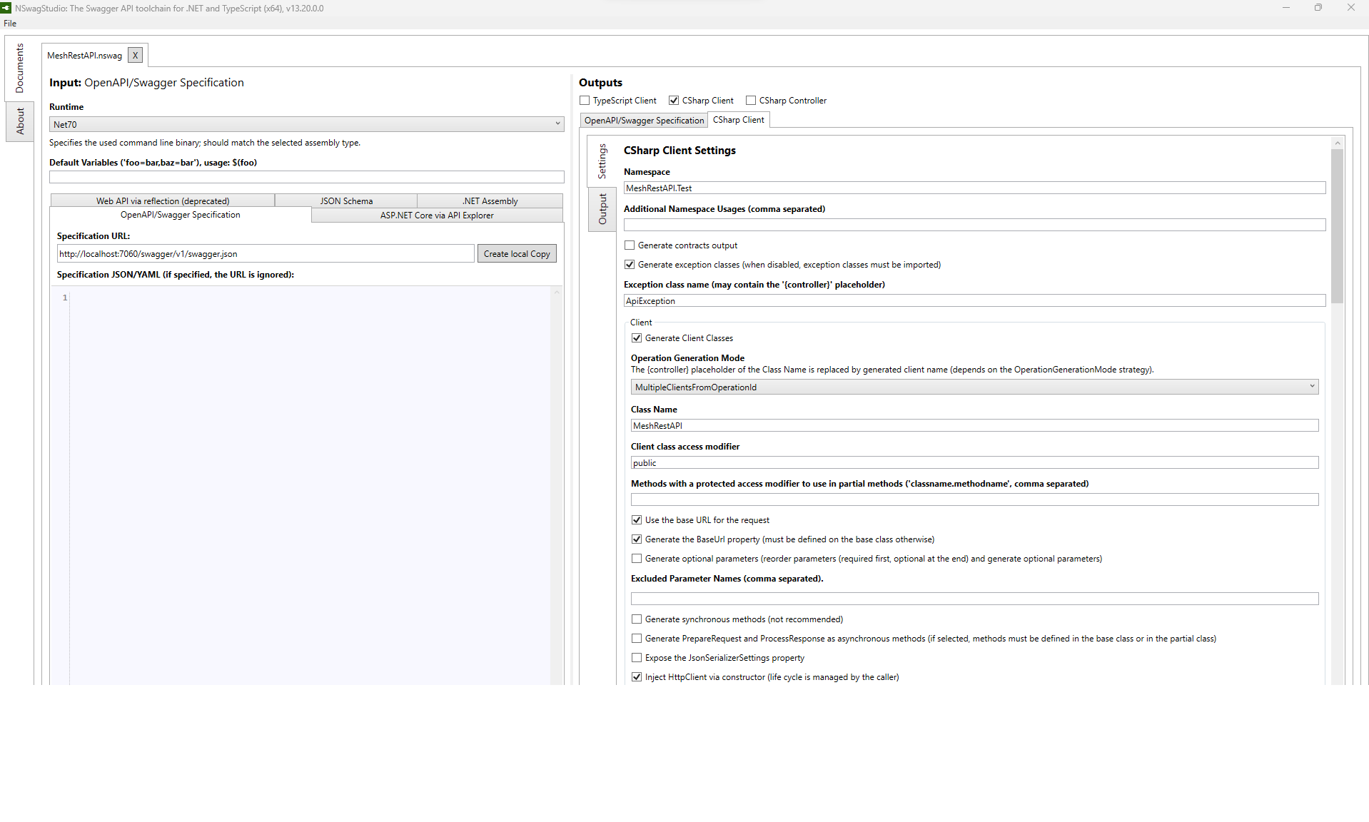 Output specification