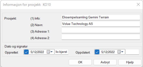 Redigere prosjektinformasjon