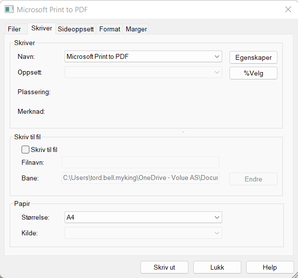 Skriverinnstillinger