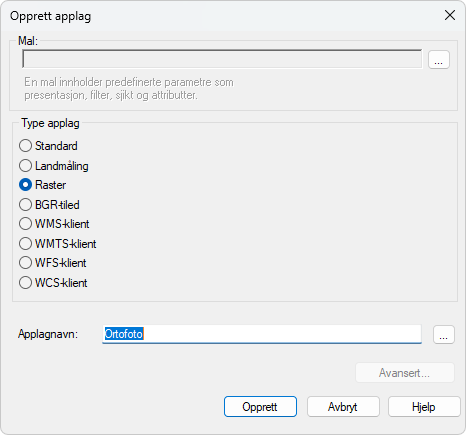 Opprette rasterapplag
