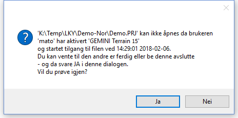 Message about write access to project file