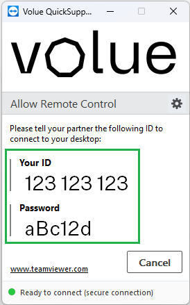 TeamViewer QuickSupport window