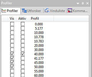 Navigation in cross sections through the tab