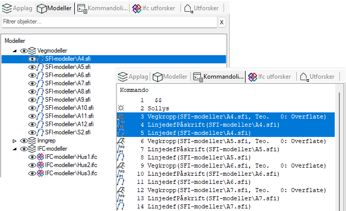 Command list with changed order