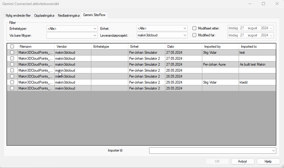 Gemini Connected Activity Overview Dialog