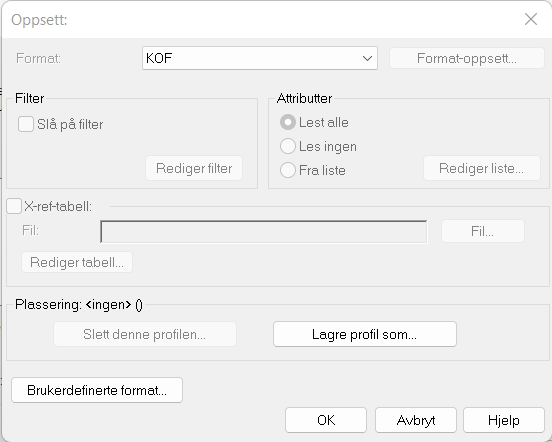 Formatoppsett for KOF-fil