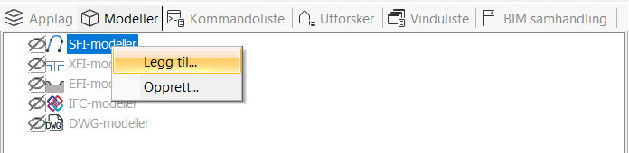 Dialog for å legge til SFI-modell