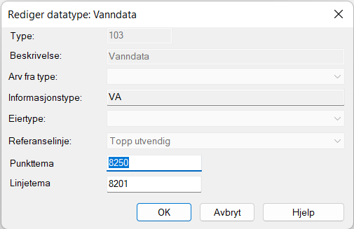 Dialog for oppsett av rør