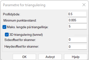 Dialog for trianguleringsparametre