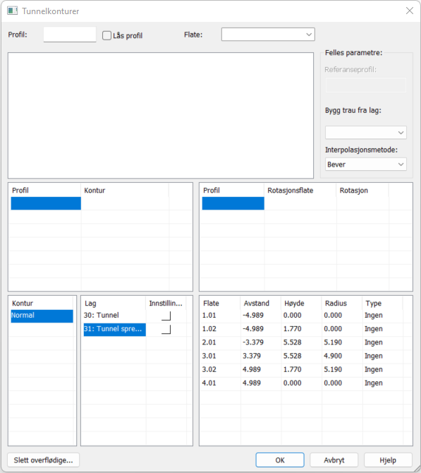 Dialog for definisjon av tunnelkontur