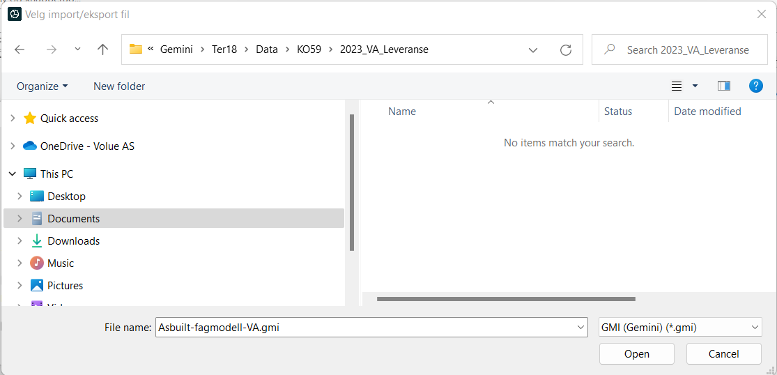 Dialog for lagring av eksportfil