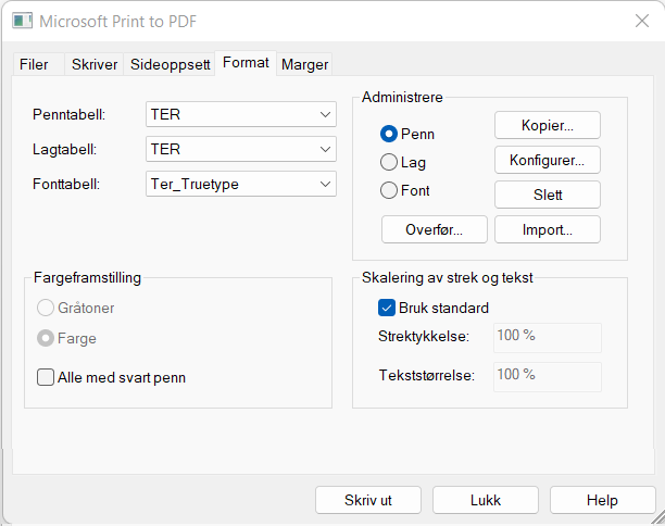 Format-innstillinger