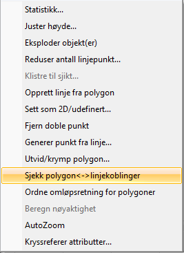 Kontroll av koppling mellan linje och polygon