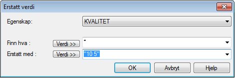 Dialog for å erstatte egenskaper